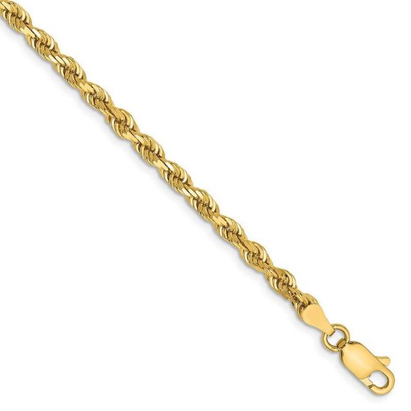 3.35mm 14k Yellow Gold D/C Quadruple Rope Chain Bracelet 8 Inch